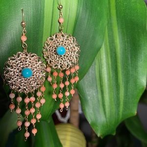 Coral and turquoise earrings